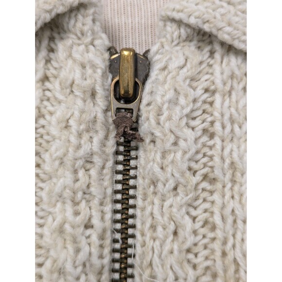 Vintage Jennifer Moore Ivory Open Knit Chunky Zip Up Sweater sz 8 Neutral Basic - Picture 9 of 10